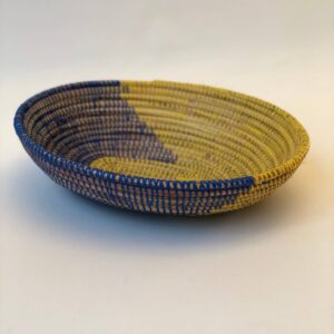 Senegalese schaal ovaal geel/blauw